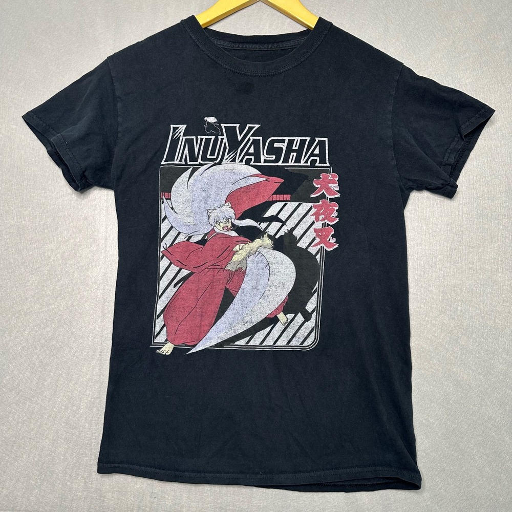 Inuyasha Men T-Shirt Small Black Excellent Graphic Print Anime Manga Streetwear